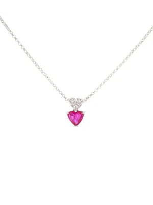 0.71ct Ruby Diamond Heart 18K Gold Necklace