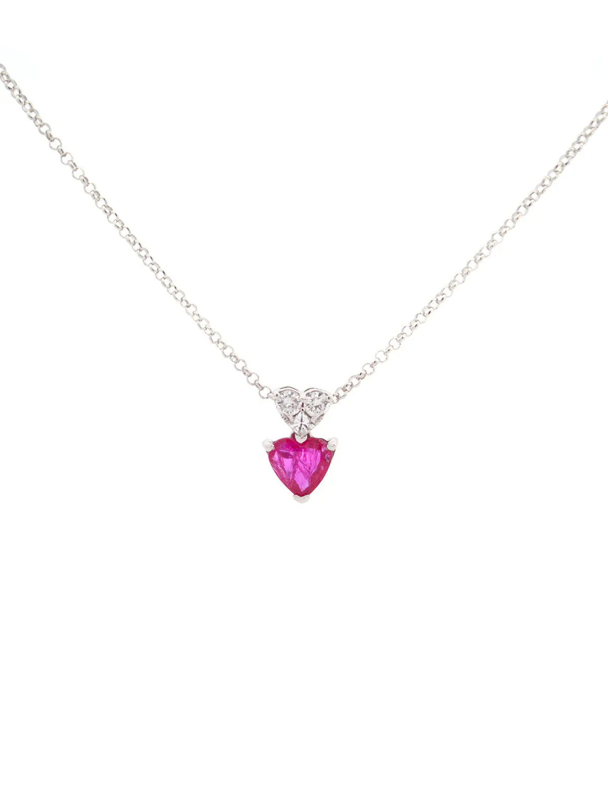 0.71ct Ruby Diamond Heart 18K Gold Necklace