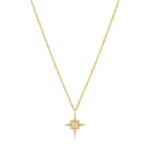 14kt Gold Opal and White Sapphire Star Necklace