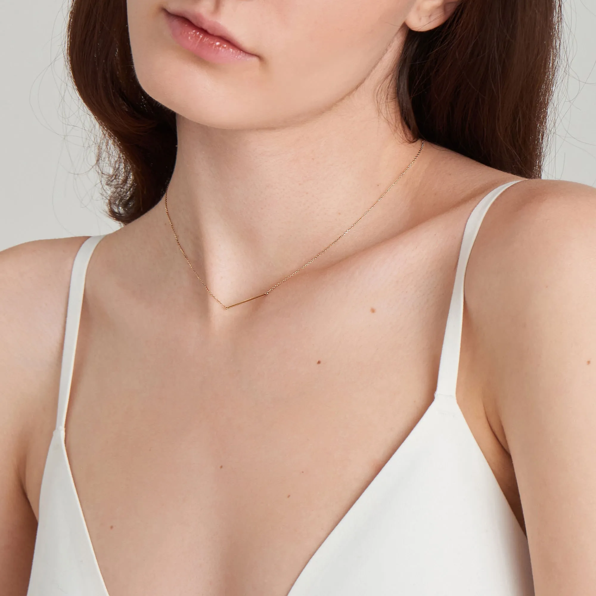 14kt Gold Solid Bar Necklace