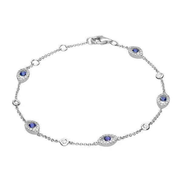 18ct White Gold Sapphire Diamond Marquise Bracelet