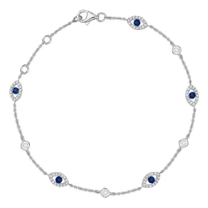 18ct White Gold Sapphire Diamond Marquise Bracelet