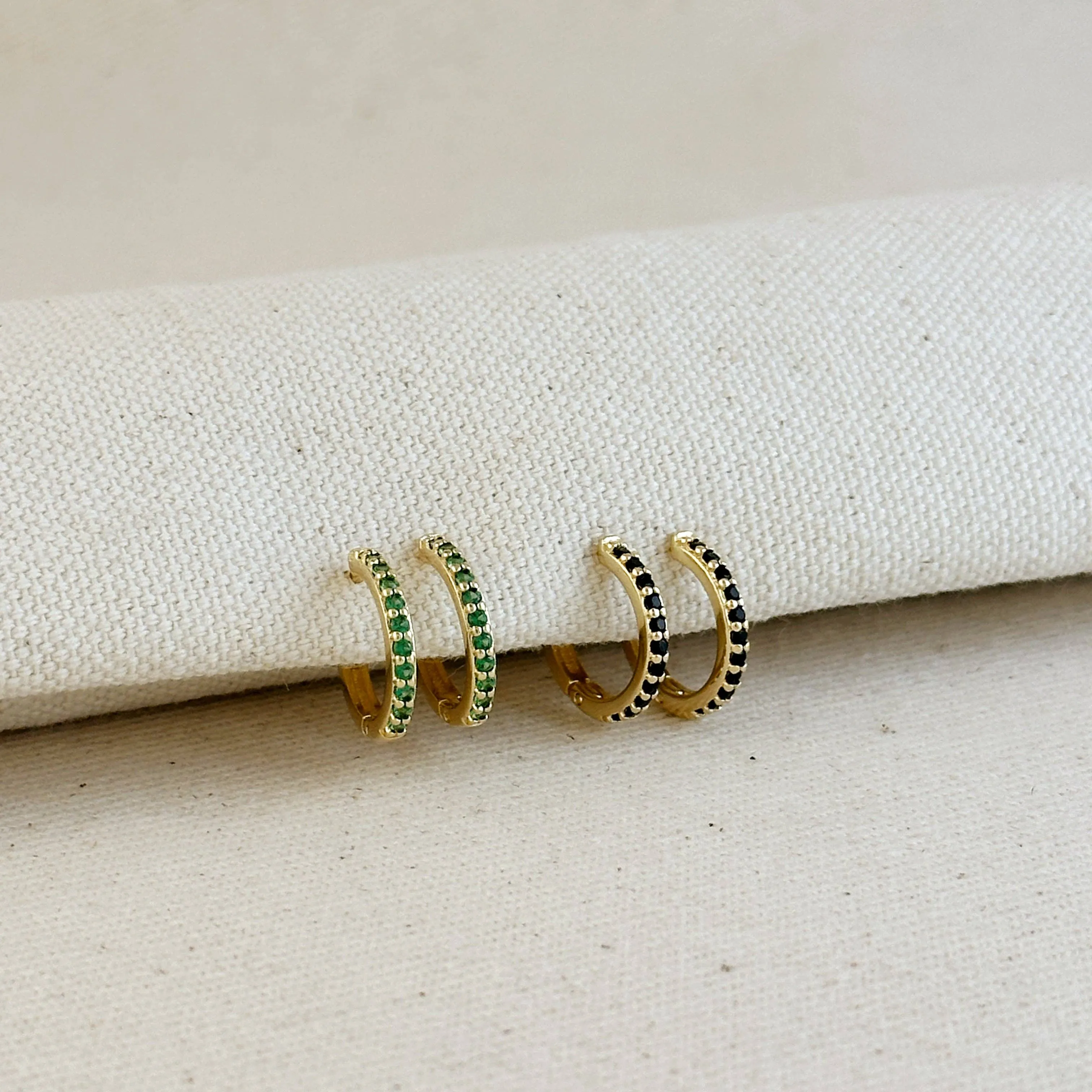 18k Gold Filled Colored CZ Hoop Earrings