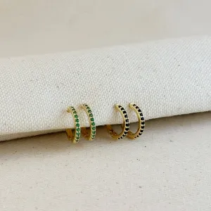18k Gold Filled Colored CZ Hoop Earrings
