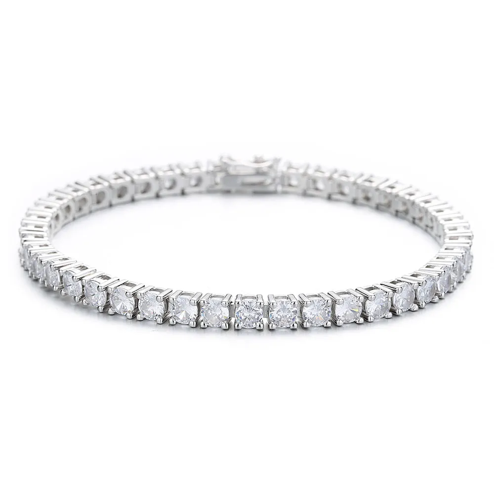 18K White And Yellow Gold Simulated Diamond Tennis Bracelet