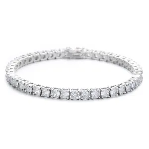 18K White And Yellow Gold Simulated Diamond Tennis Bracelet