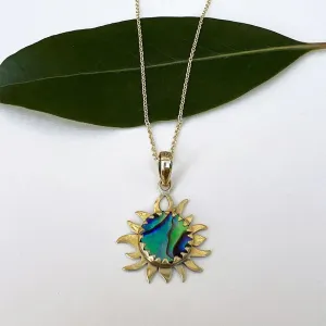 Abalone Sun Necklace - Brass