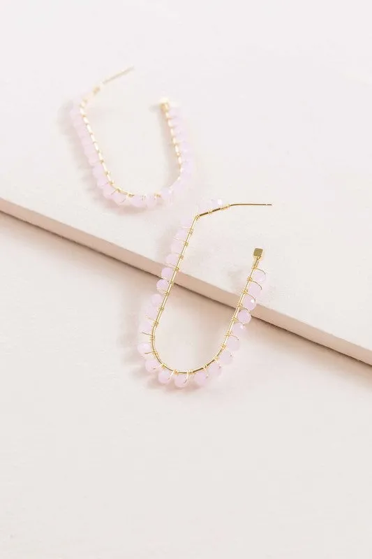 Beaded Racetrack Hoop Earrings
