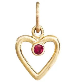 Birthstone Heart Charm With Ruby