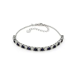 Blue and White Square Sapphire Bracelet