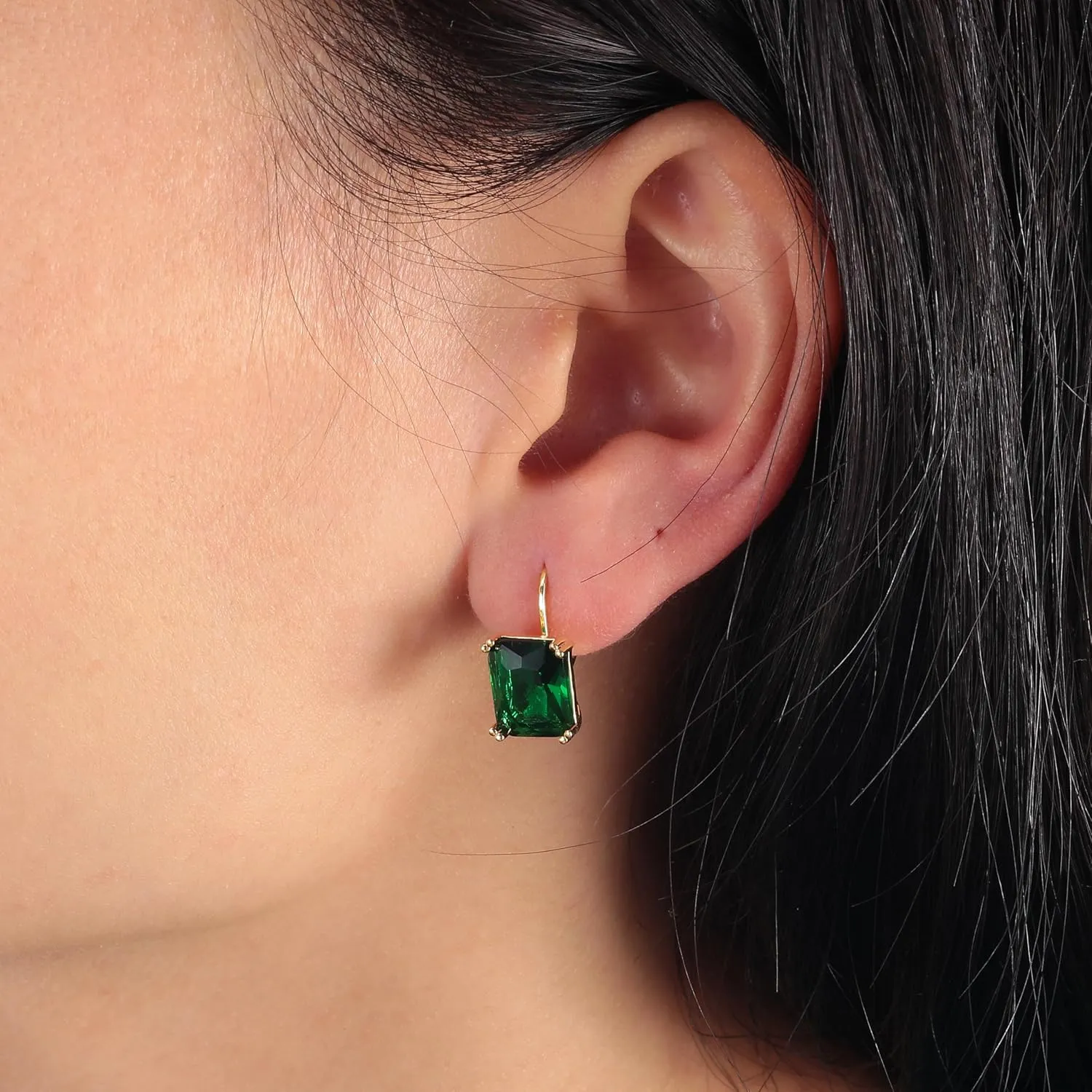 CiNily Emerald Cut Drop Dangle Earrings for Women 18K White Gold Plated Cubic Zirconia Simulated Diamond Dangle Earrings Jewelry Gifts for Weddings Birthday Party