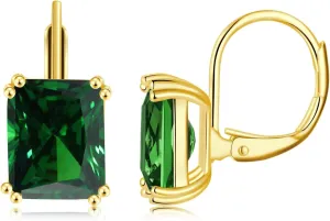CiNily Emerald Cut Drop Dangle Earrings for Women 18K White Gold Plated Cubic Zirconia Simulated Diamond Dangle Earrings Jewelry Gifts for Weddings Birthday Party