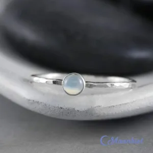 Dainty Silver White Moonstone Pinky Ring | Moonkist Designs