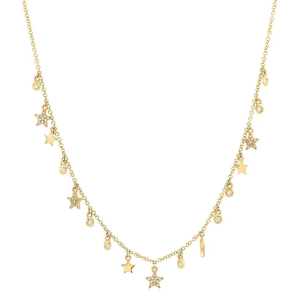 Dangle Stars and Bezels Diamond Necklace