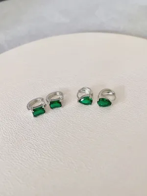 Emerald Green Square Cut Earrings