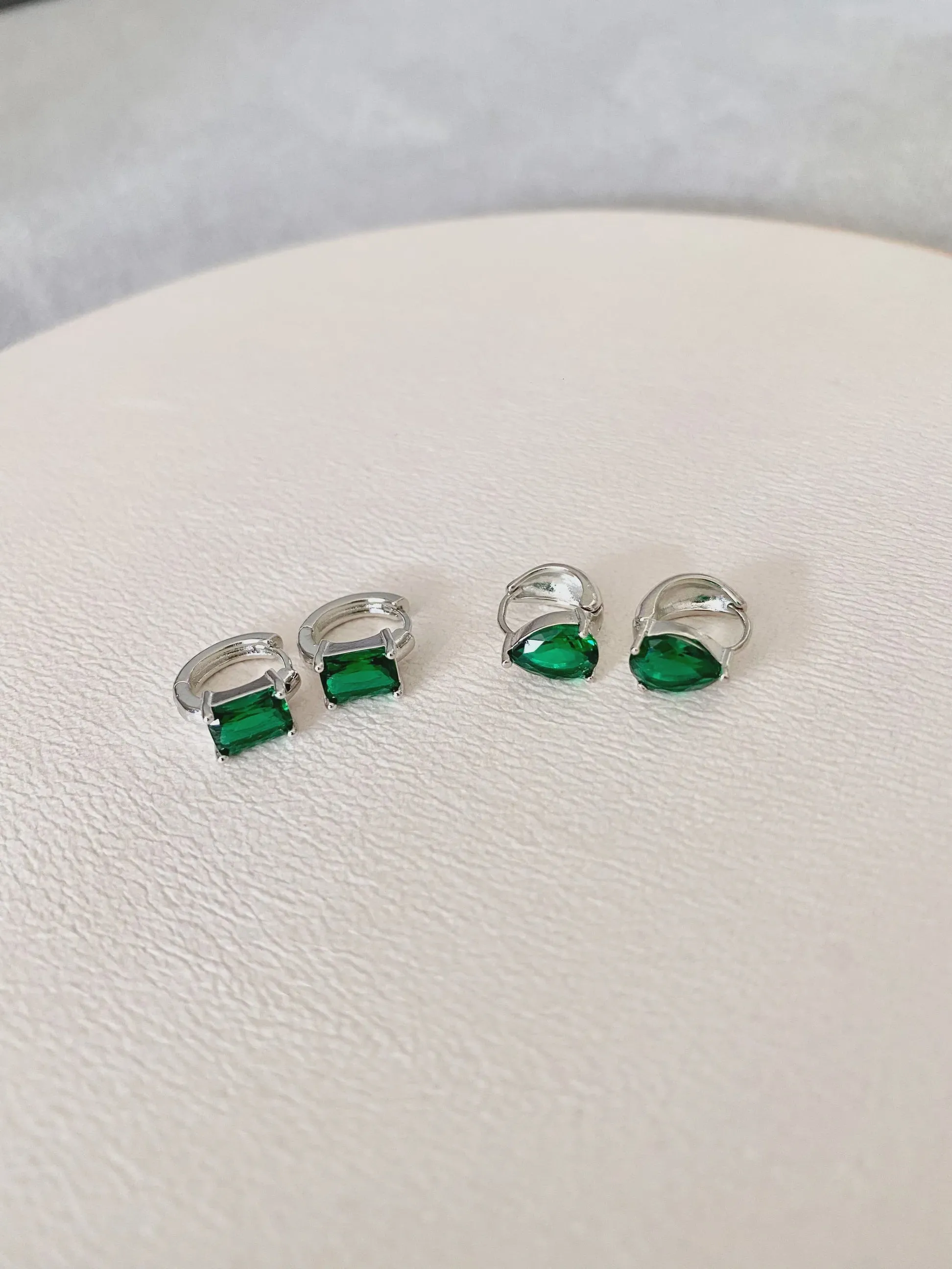 Emerald Green Square Cut Earrings