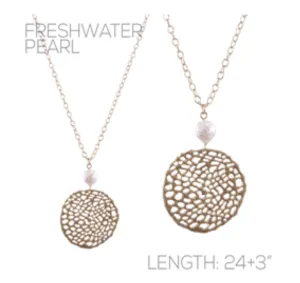 Filigree Round Pendant with Freshwater Pearl