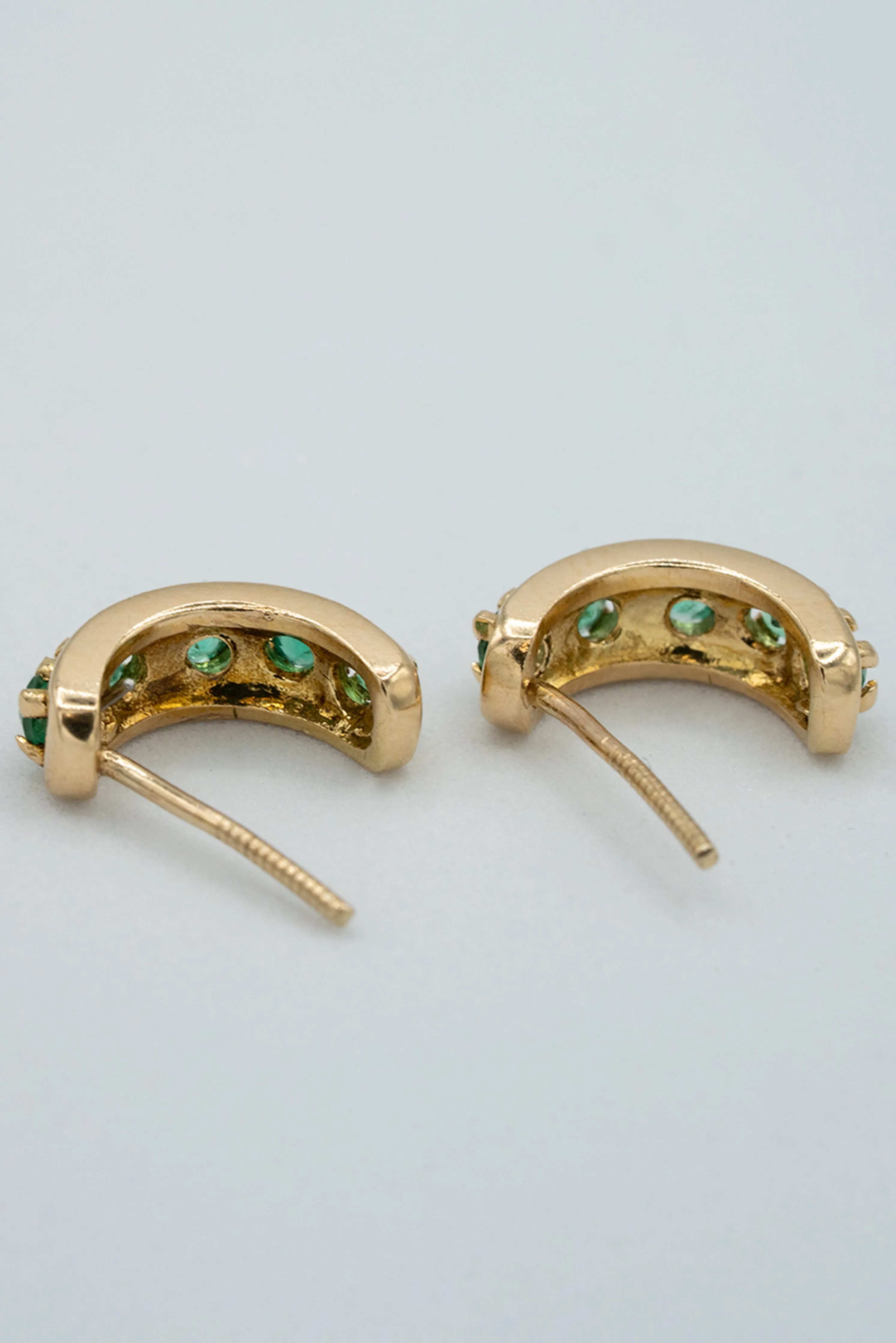 Gold  18-karat gold, half moon hoop pave Colombian emerald earrings