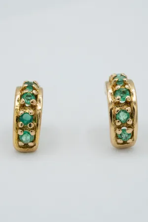 Gold  18-karat gold, half moon hoop pave Colombian emerald earrings