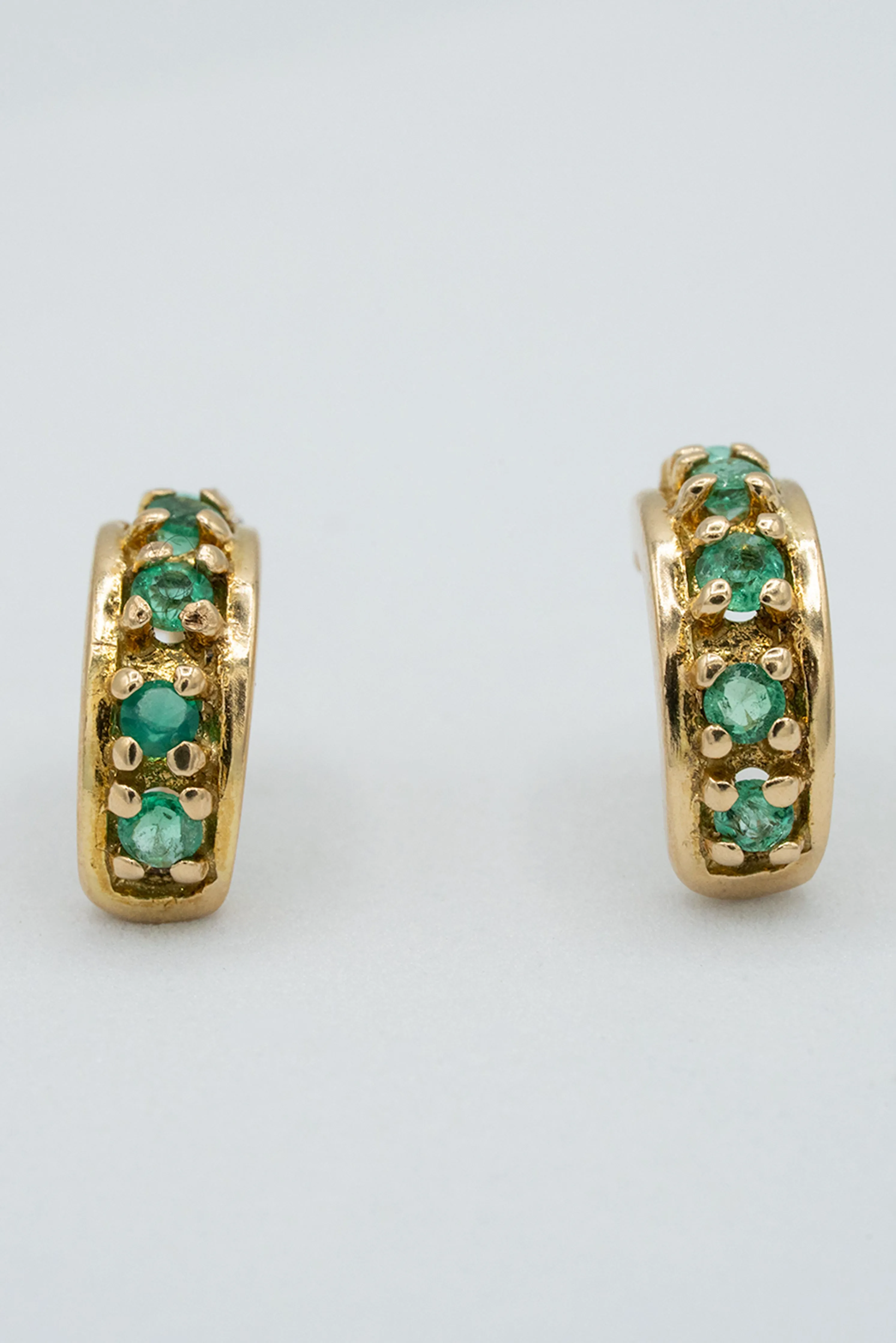 Gold  18-karat gold, half moon hoop pave Colombian emerald earrings