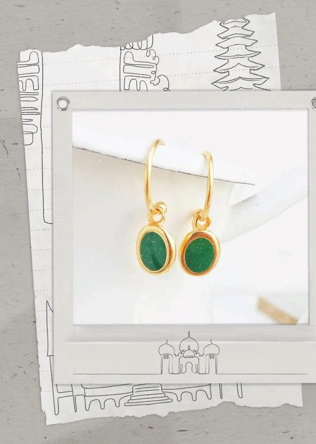 Green Hoop Earrings