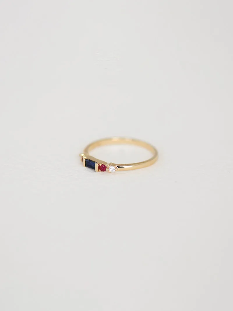 Kareena Ring | Diamond, Rubies, & Blue Sapphires | 9k Gold