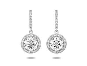Lab-Grown Diamond 2ct. tw. Halo Drop Earrings | White