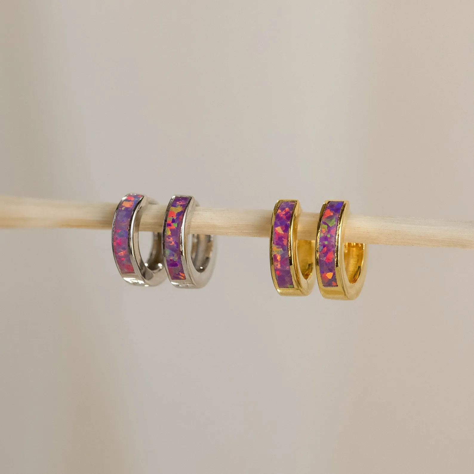 Lavender Opal Inlay Huggies