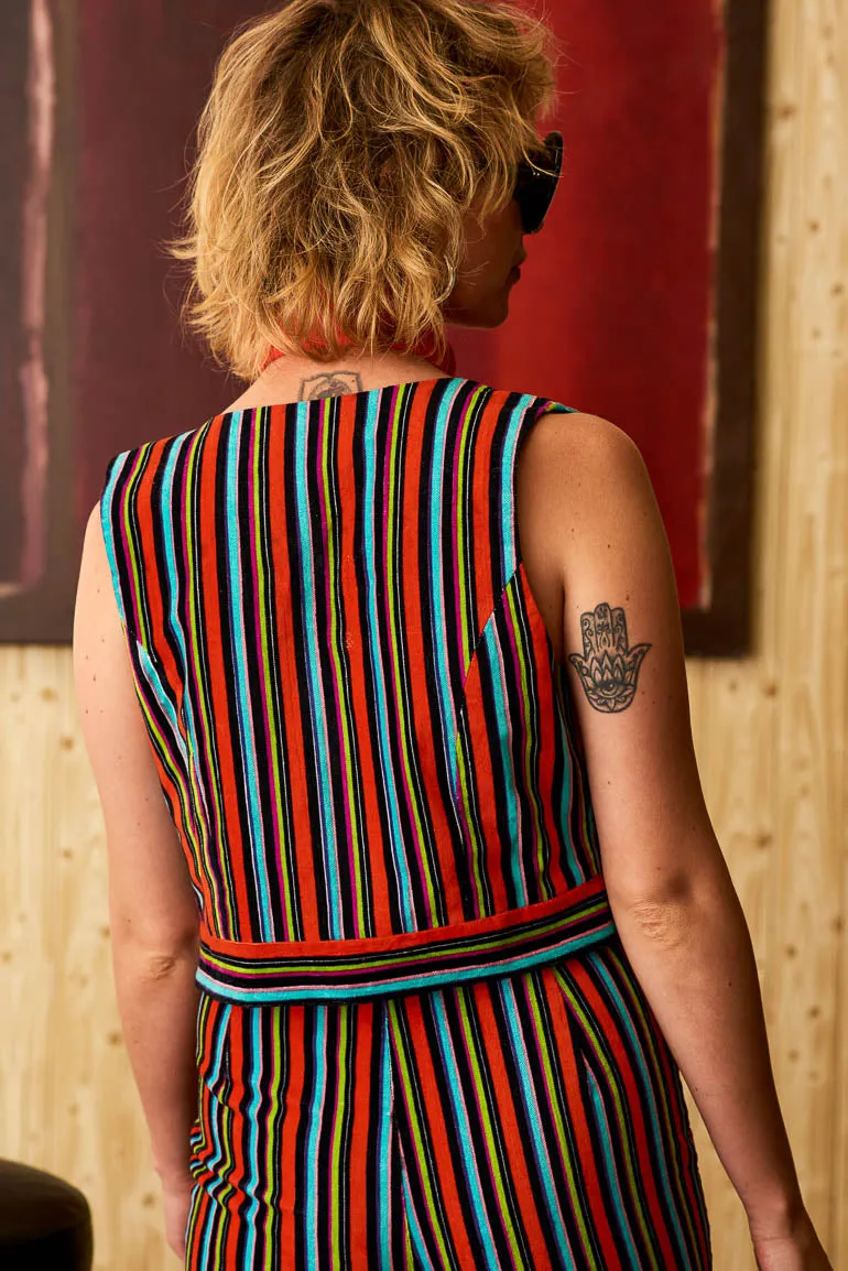 Miss Demeanor Glam Striped Zip Waistcoat