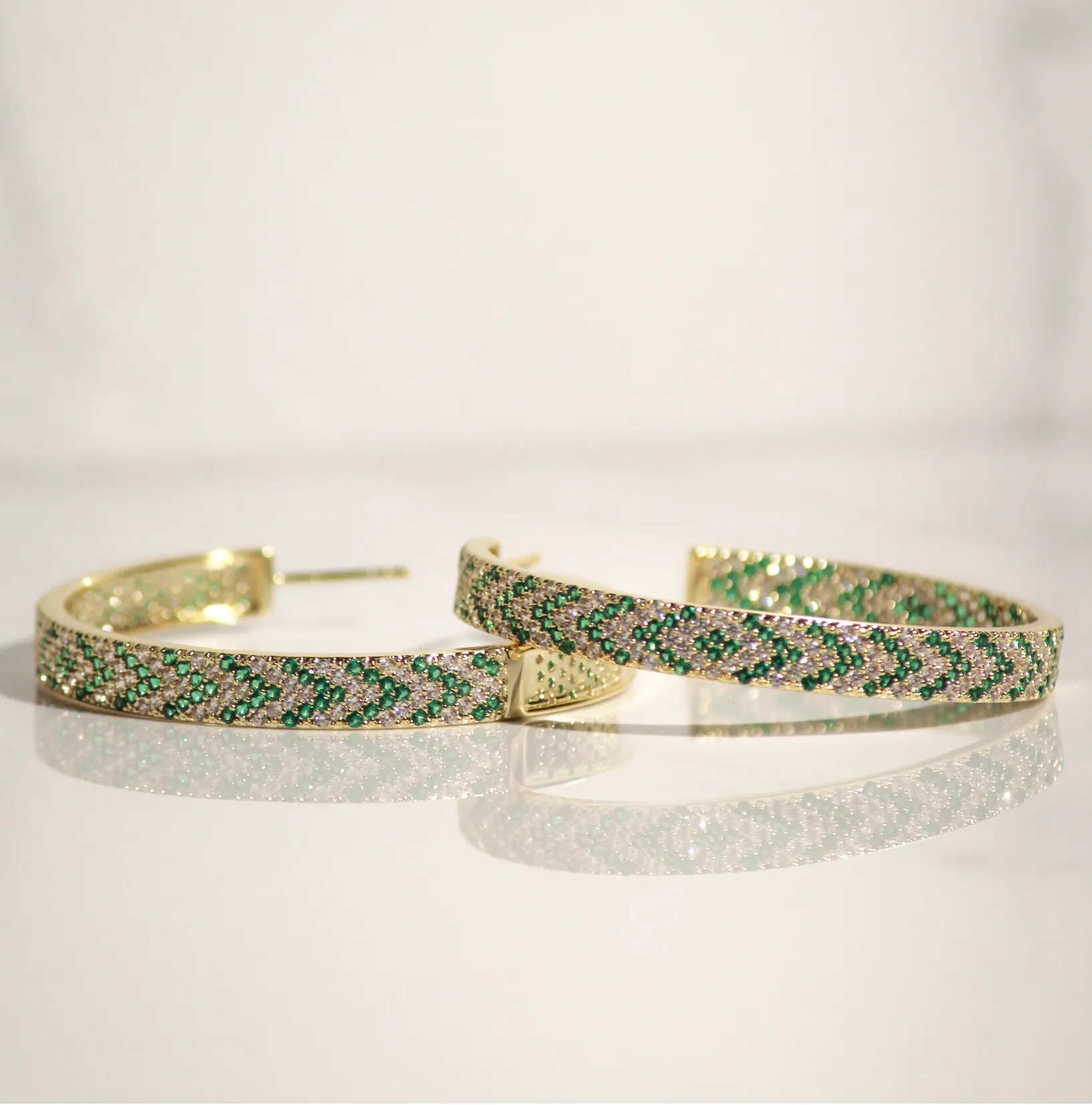 Native Gem Axel Hoops Emerald