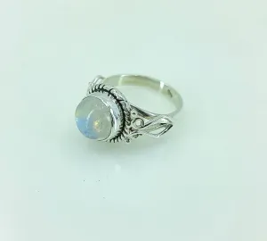 Navya Craft Rainbow Moonstone 925 Sterling Silver Handmade Ring