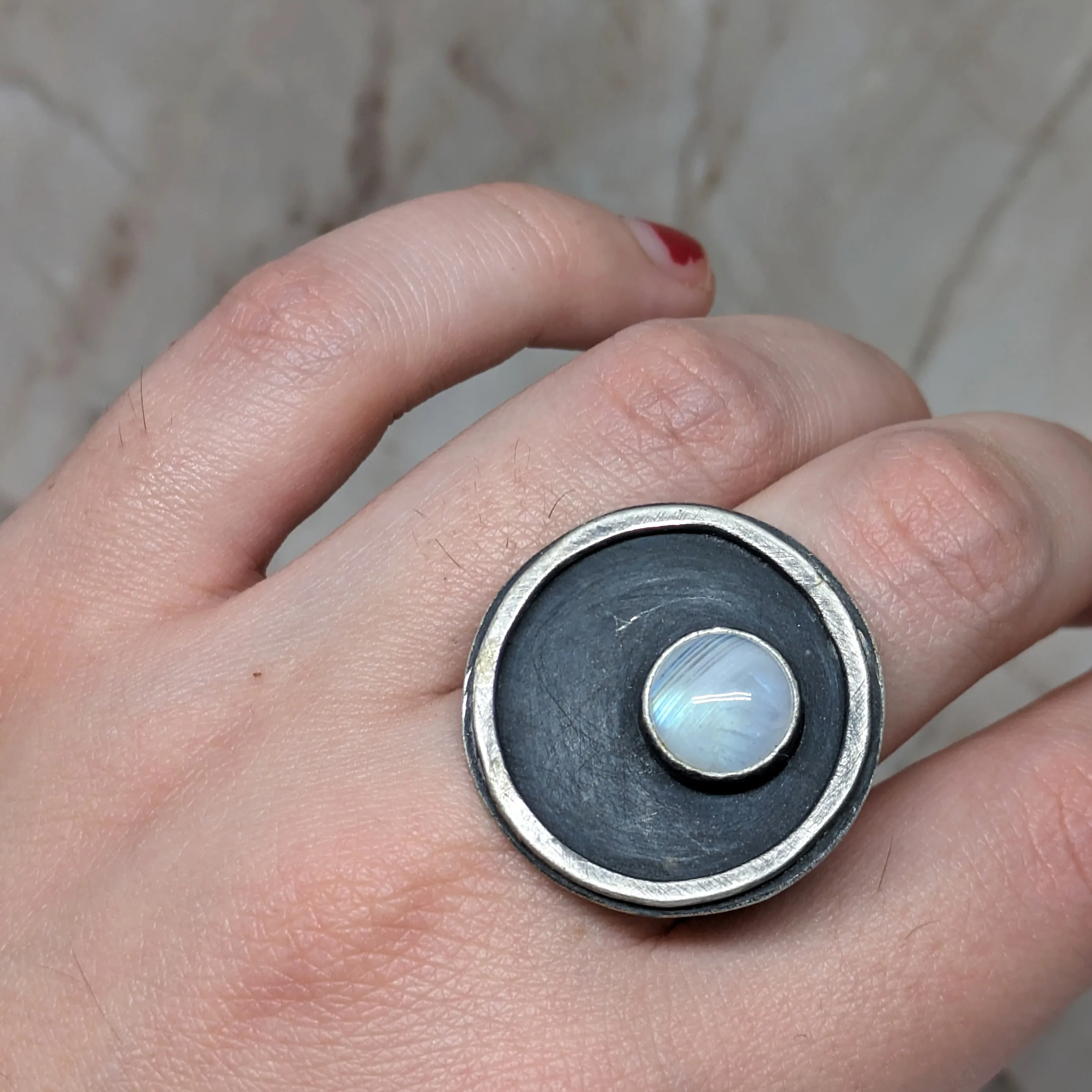 NEW! Rainbow Moonstone (In Negative Space) in Sterling Silver by Ashley Procopio