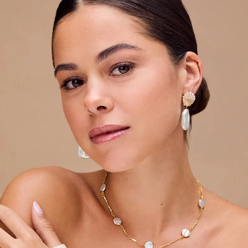 ORELIA - Embellished Shell & Pearl Drop Earrings