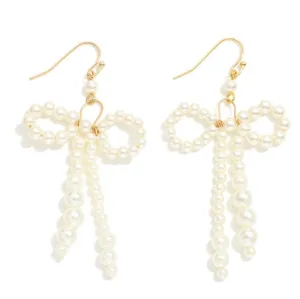 Pearl Beaded Bow Earrings
