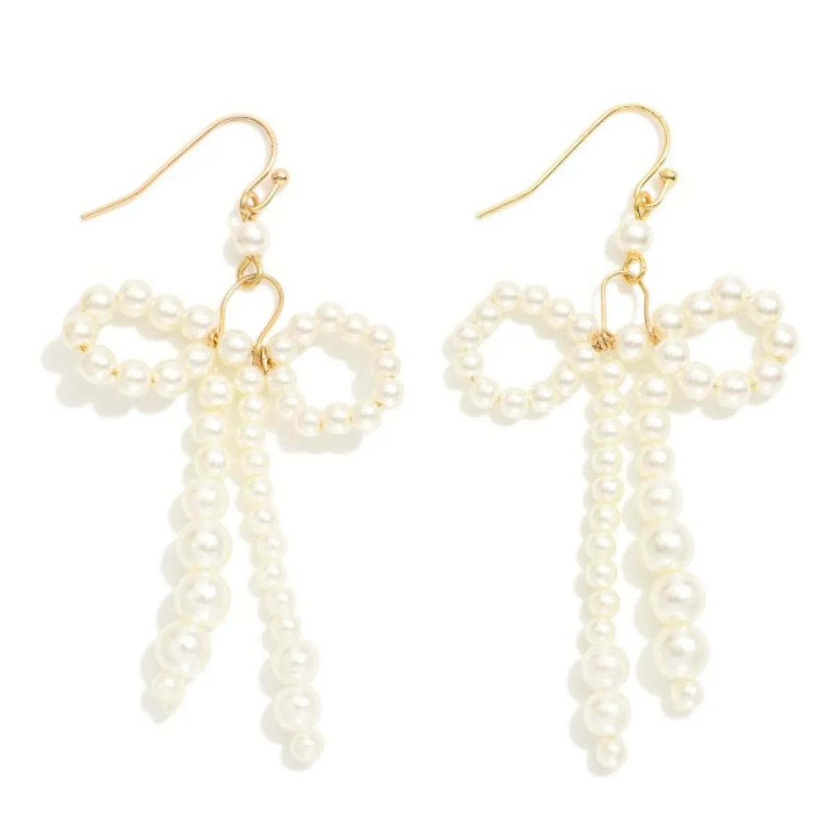 Pearl Beaded Bow Earrings