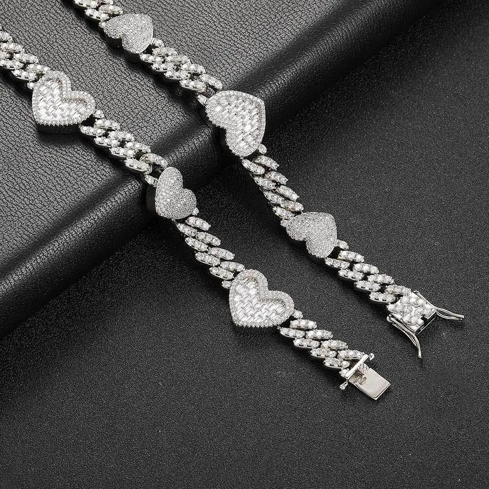 Personality Cuban Link Chain Dignified Sense Of Design Heart Clavicle Chain