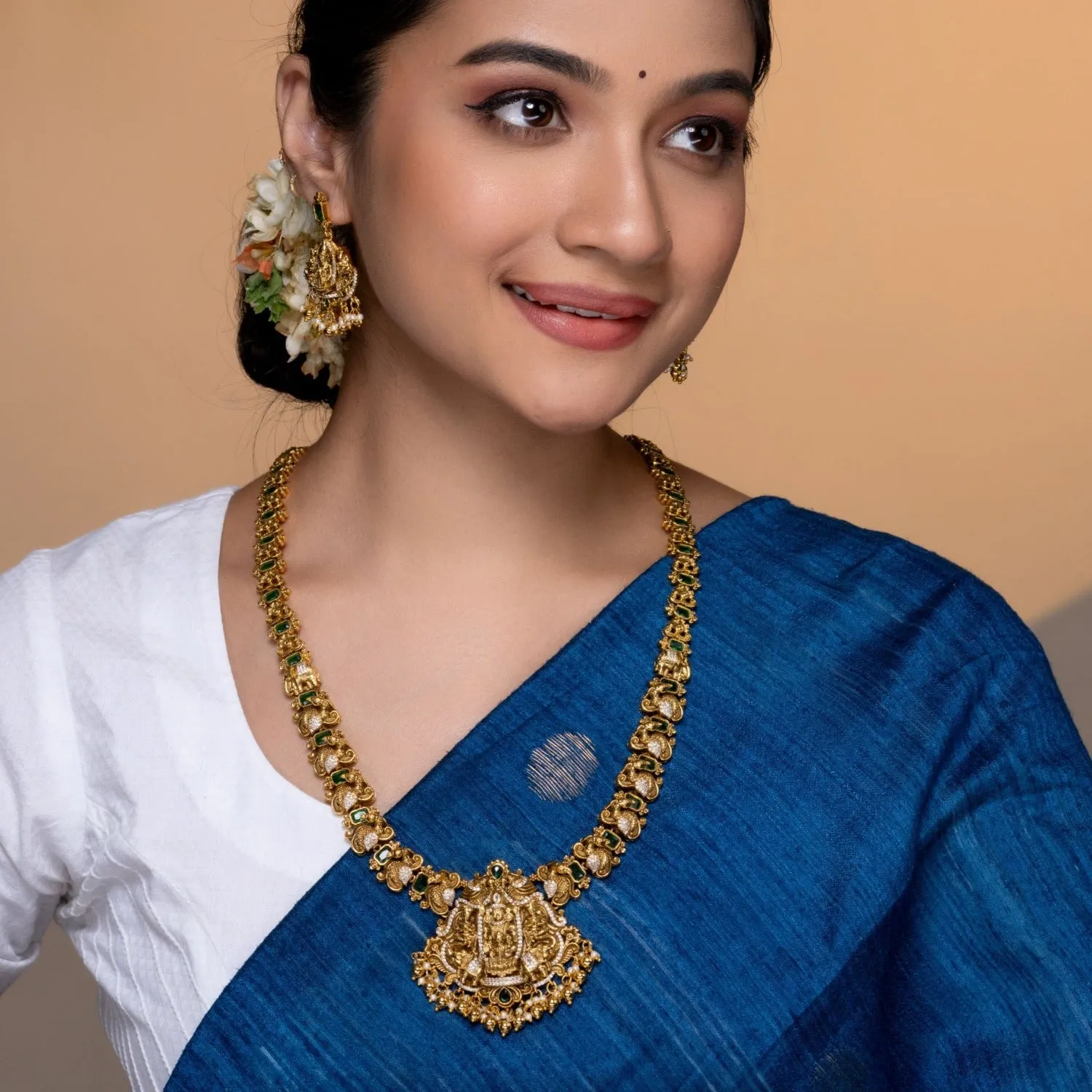 Perumal Antique Temple Long Necklace Set