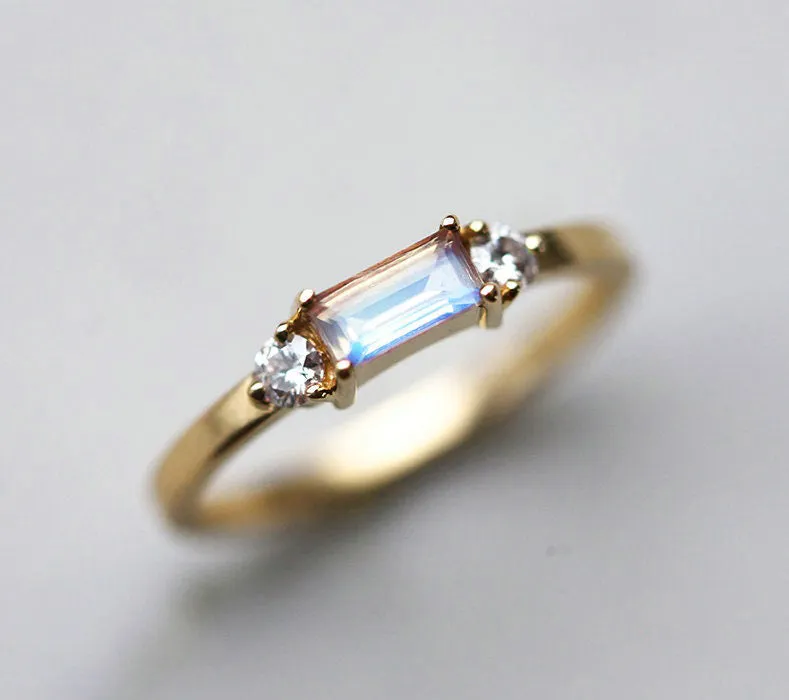 Piper Baguette Moonstone Ring