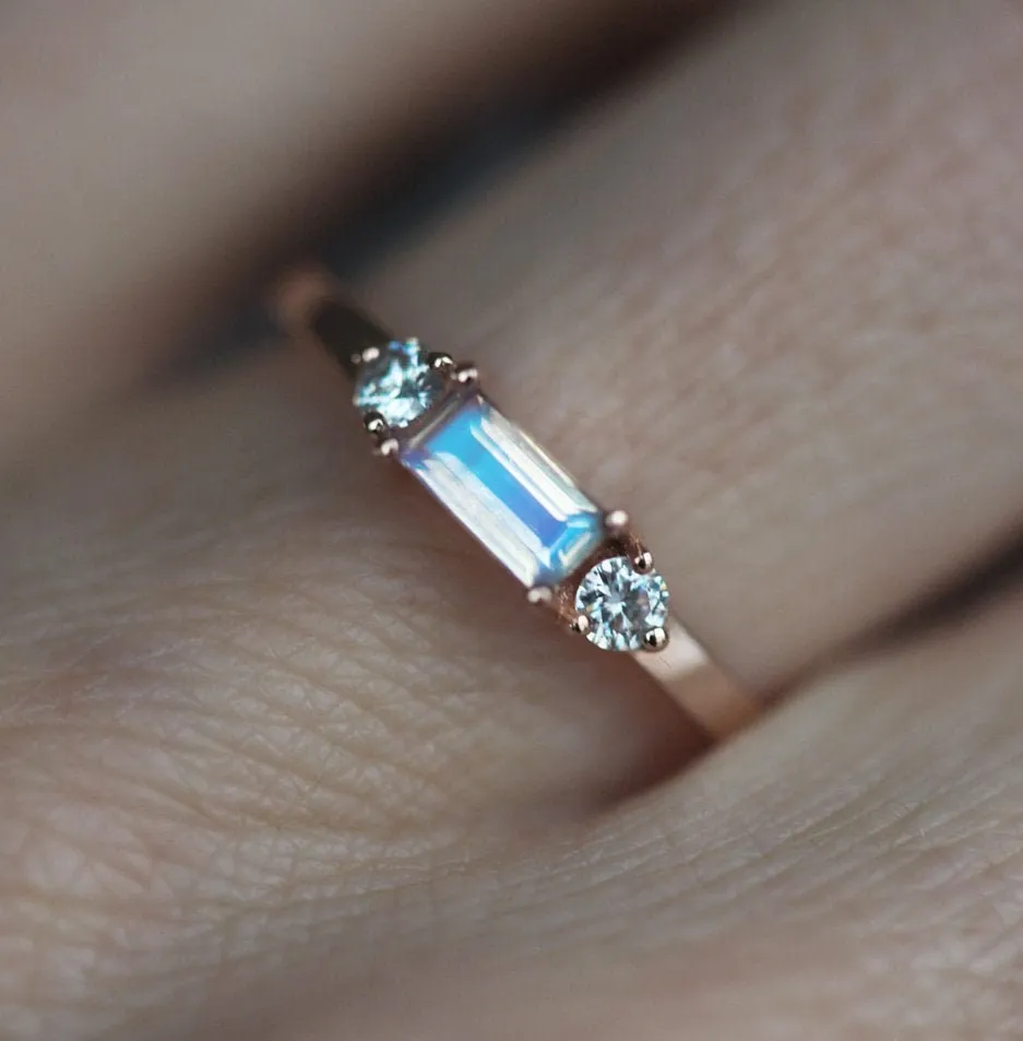Piper Baguette Moonstone Ring
