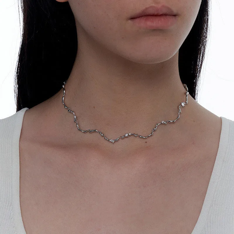 Small Design Sense Wave Pattern Jewelry Adjustable Necklace