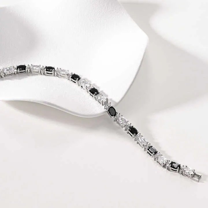 Sterling Silver Black and White-سوار من الفضة