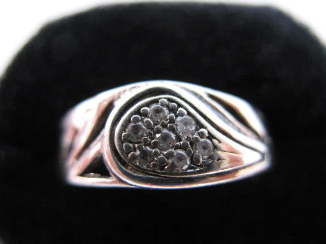 STERLING SILVER Marked 925 Crystal Stones GOLF CLUB Golfer Womens Ladies RING size 7