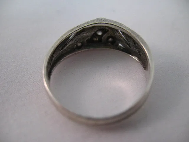STERLING SILVER Marked 925 Crystal Stones GOLF CLUB Golfer Womens Ladies RING size 7