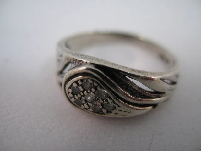STERLING SILVER Marked 925 Crystal Stones GOLF CLUB Golfer Womens Ladies RING size 7