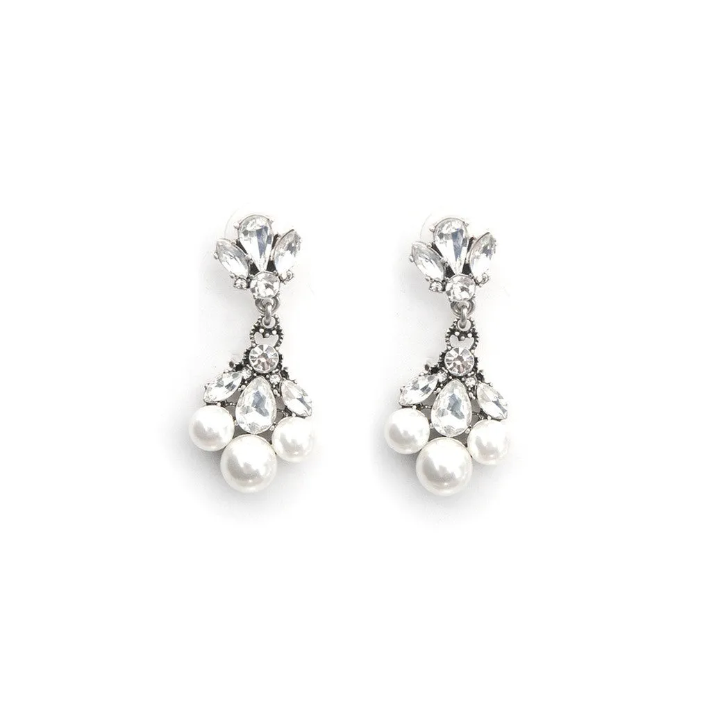 Triple pearl drop earrings