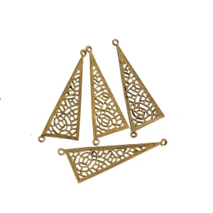 Vintage brass filigree triangle connector. Pkg. of 4. b9-0637(e)