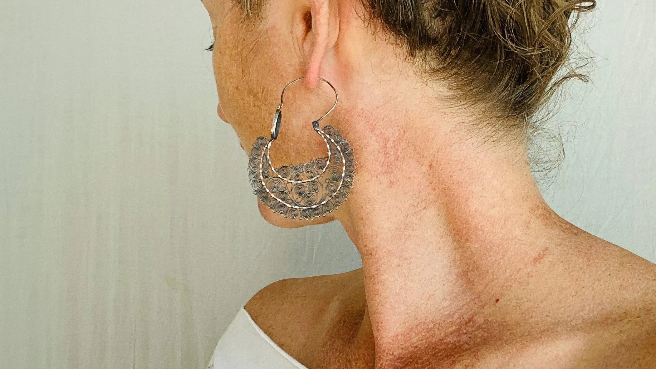 Vintage Filigree Earrings. Arracadas. Oaxaca. Mexico. Frida Kahlo. 0442