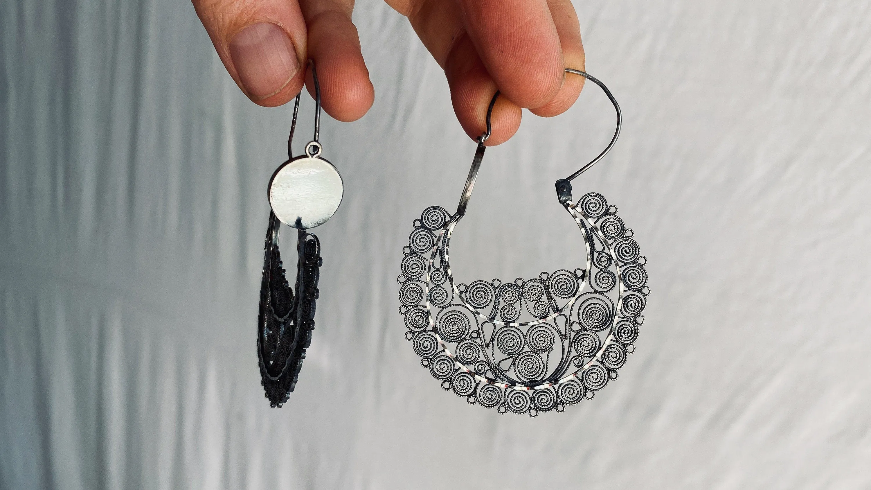 Vintage Filigree Earrings. Arracadas. Oaxaca. Mexico. Frida Kahlo. 0442