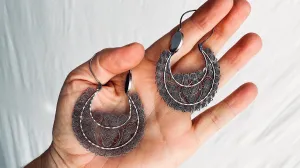 Vintage Filigree Earrings. Arracadas. Oaxaca. Mexico. Frida Kahlo. 0442