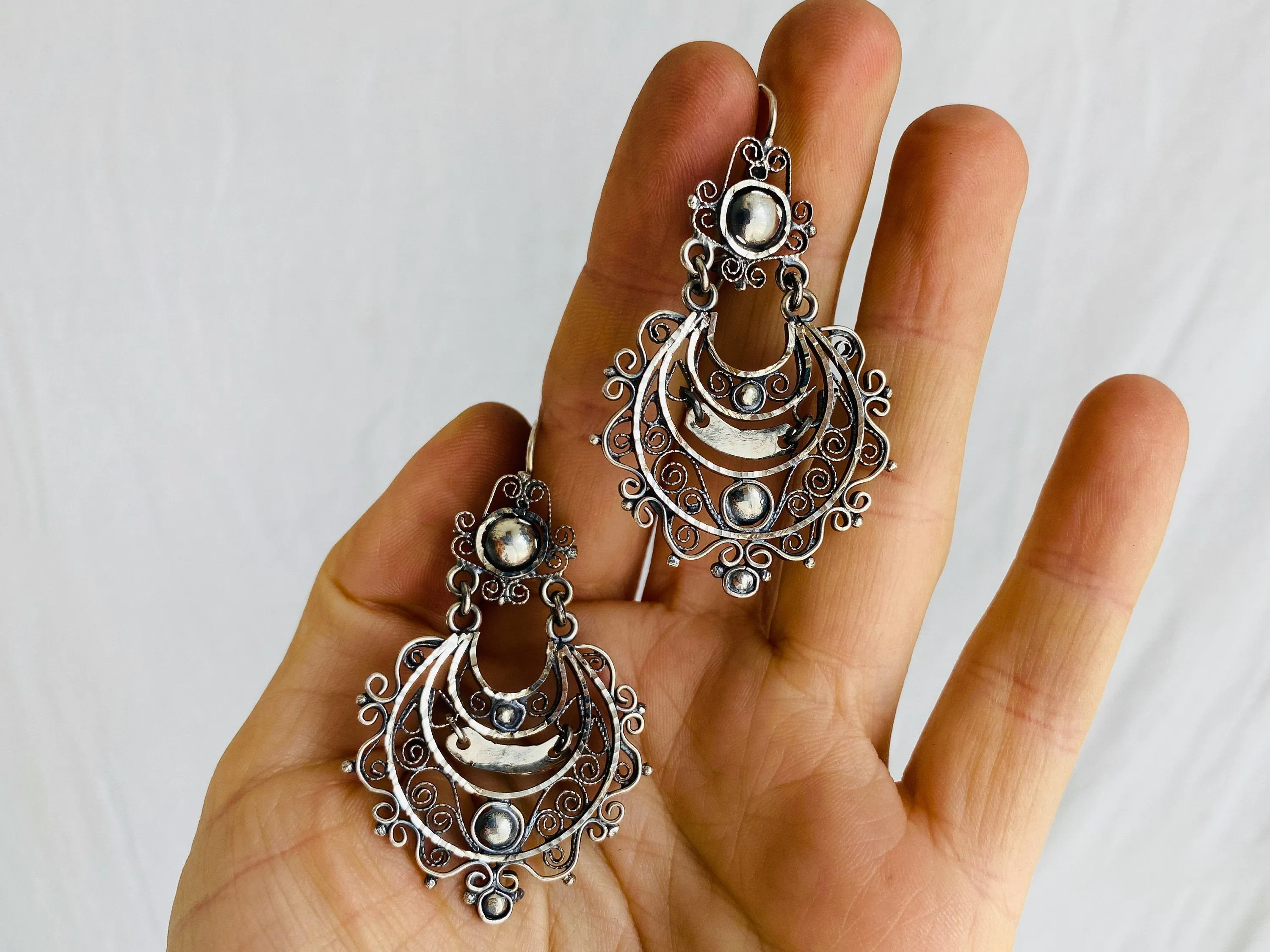 Vintage Filigree Earrings. Arracadas. Oaxaca. Mexico. Frida Kahlo